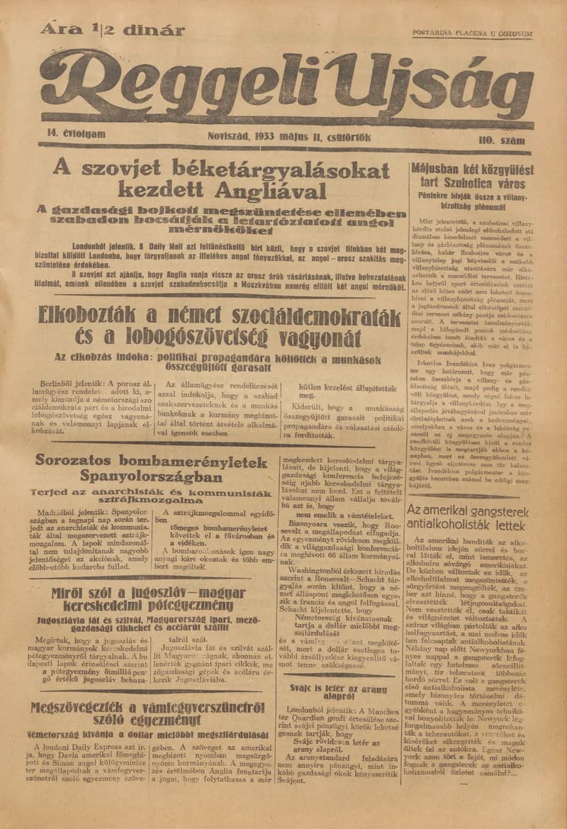 Reggeli Újság, 14. évf. 1933. május 11. 110. sz.