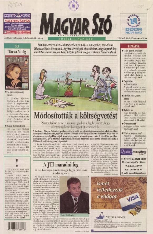 Magyar Szó, 66. évf. 2009. április 30. 99. sz. 1–20. oldal