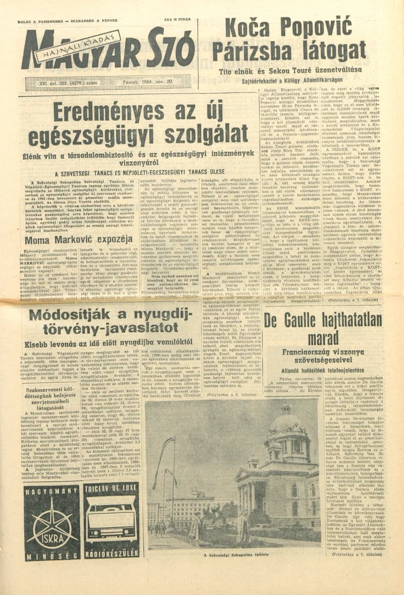 Magyar Szó, 21. évf. 1964. november 20. 322. sz.