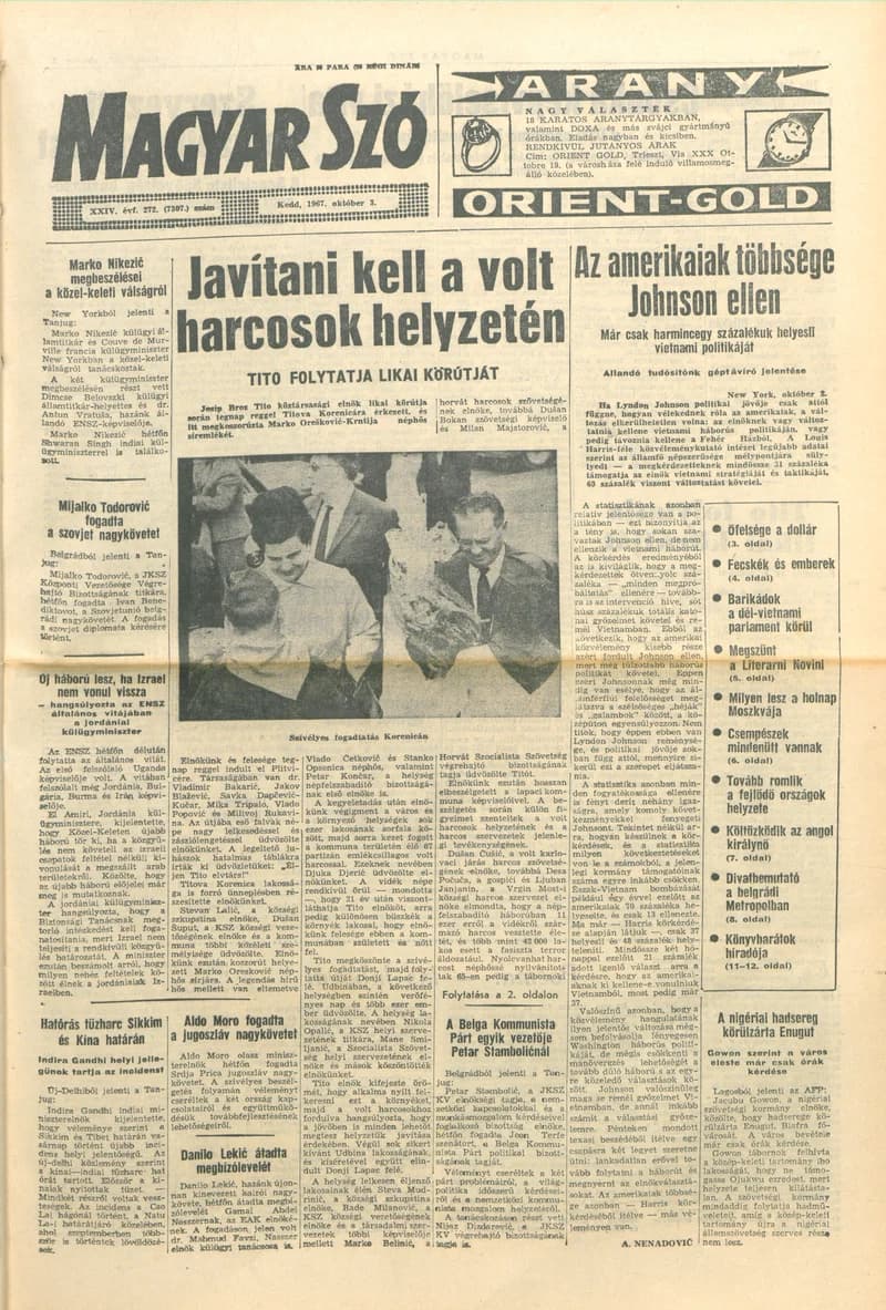 Magyar Szó, 24. évf. 1967. október 3. 272. sz. 1–16. oldal