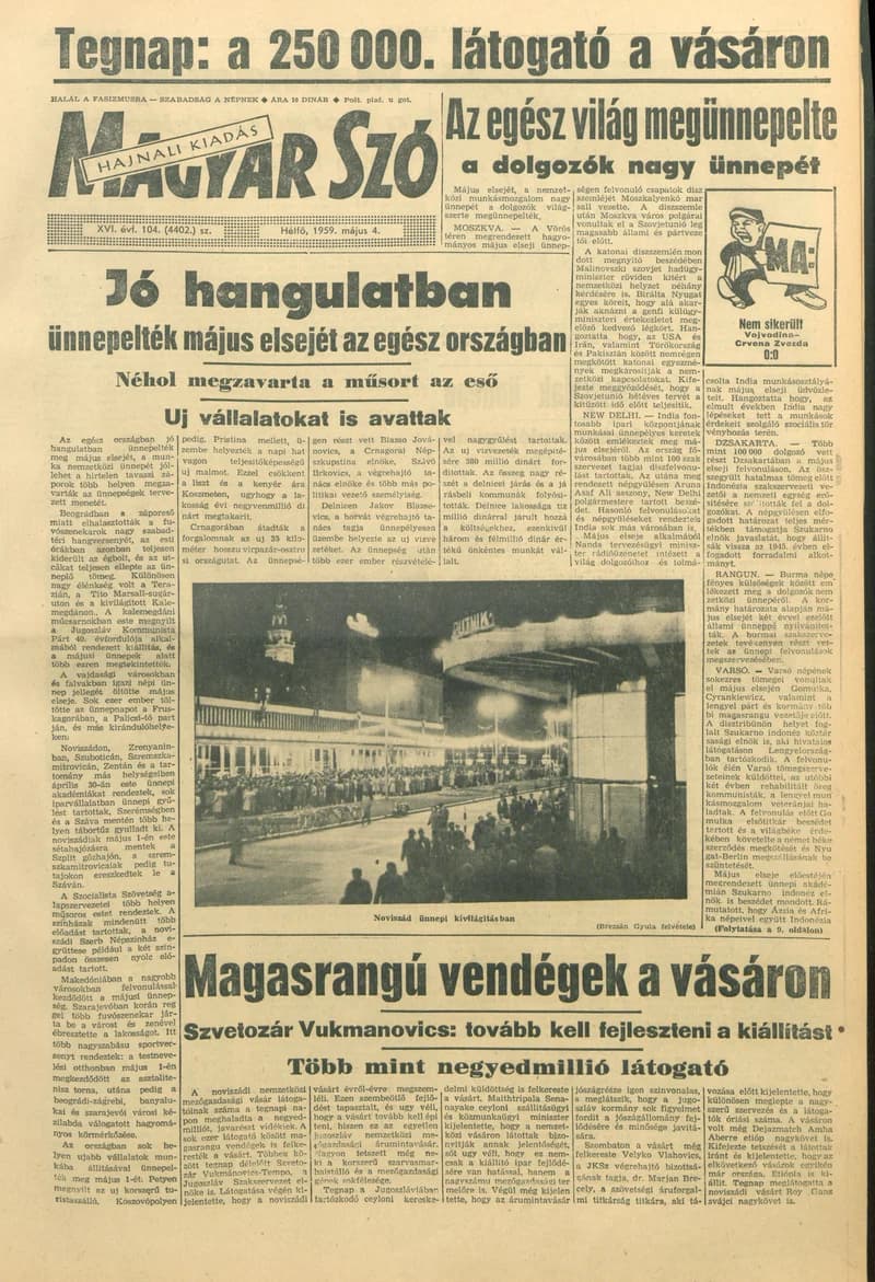 Magyar Szó, 16. évf. 1959. május 4. 104. sz. 1–16. oldal