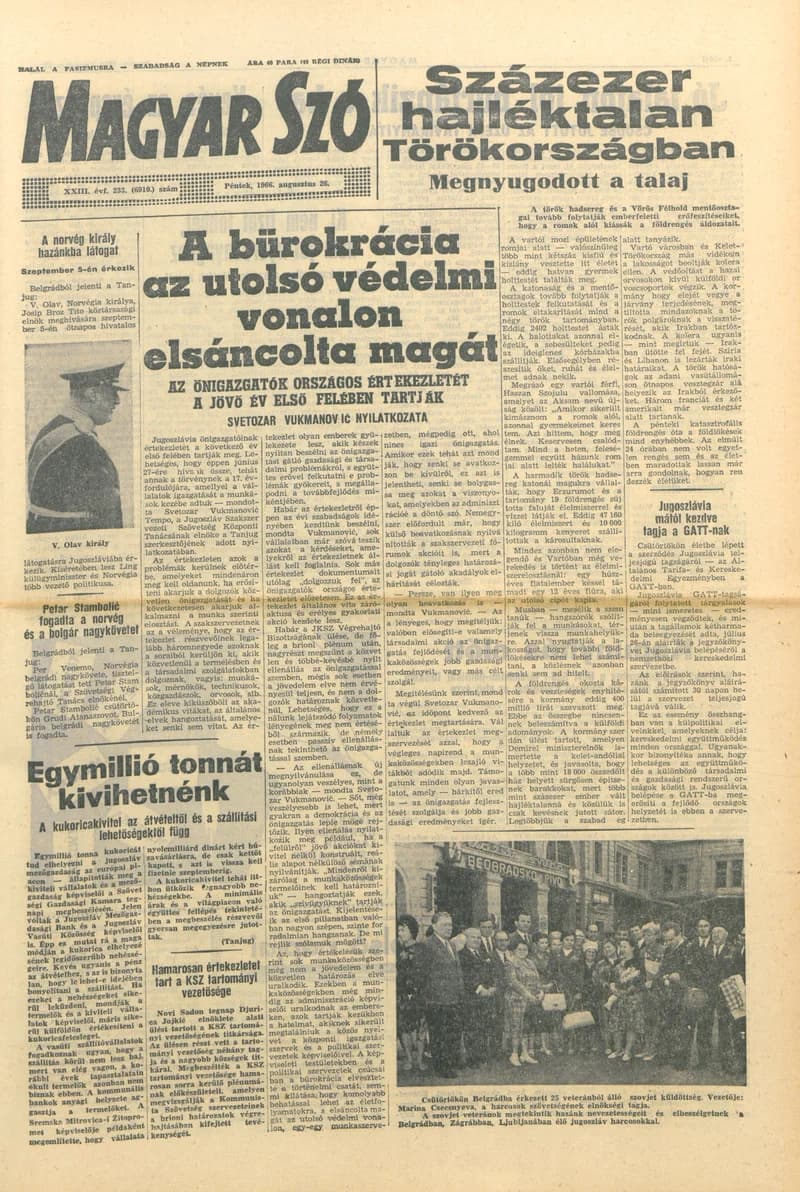 Magyar Szó, 23. évf. 1966. augusztus 26. 233. sz.