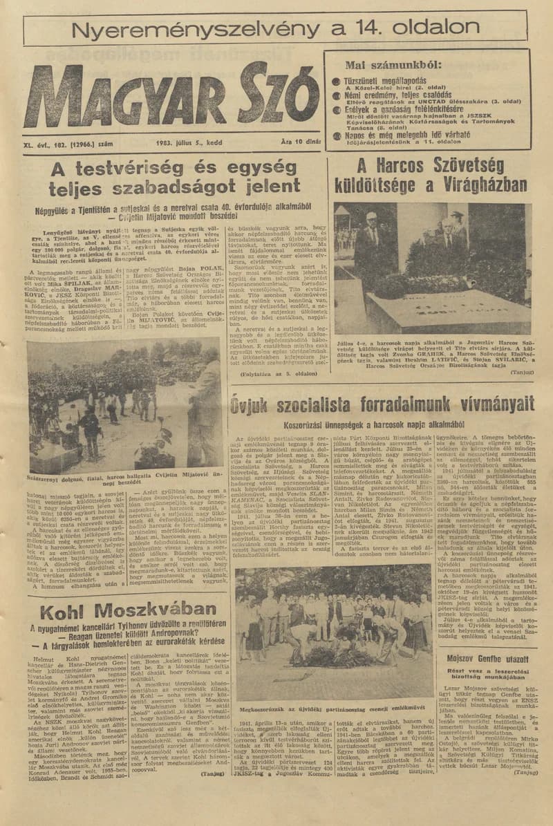 Magyar Szó, 40. évf. 1983. július 5. 182. sz. 1–20. oldal