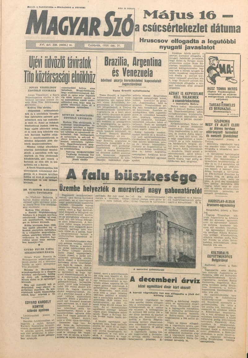 Magyar Szó, 16. évf. 1959. december 31. 308. sz. 1–22. oldal