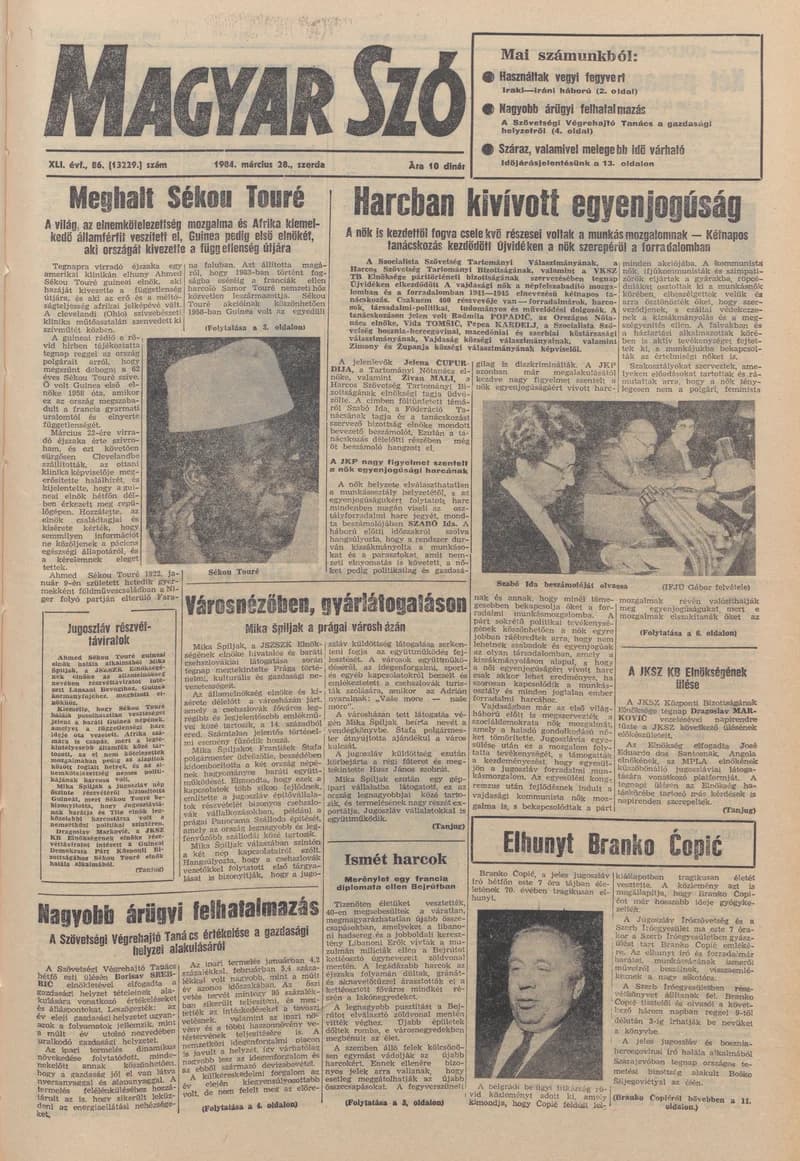 Magyar Szó, 41. évf. 1984. március 28. 86. sz. 1–24. oldal