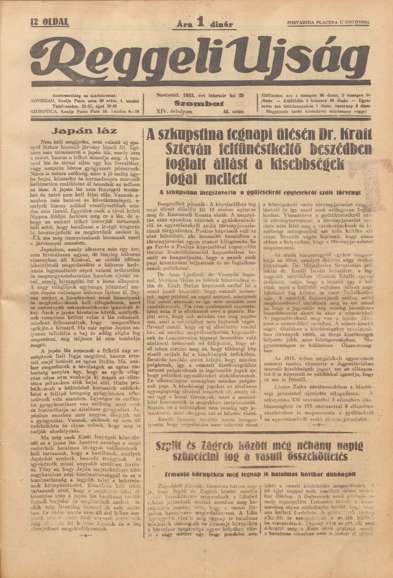 Reggeli Újság, 14. évf. 1933. február 25. 48. sz.