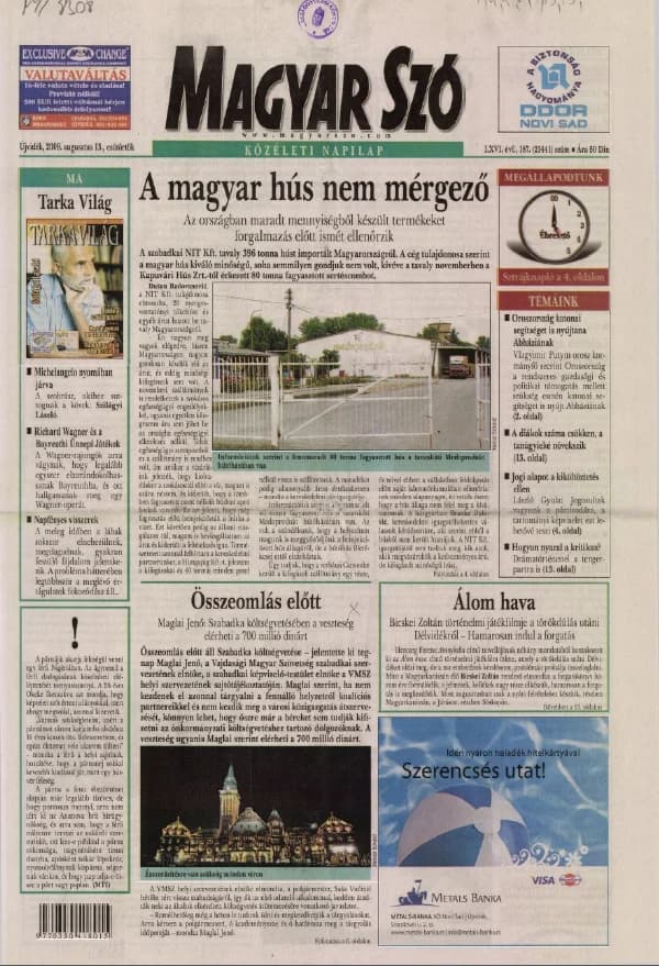 Magyar Szó, 66. évf. 2009. augusztus 13. 187. sz. 1–16. oldal