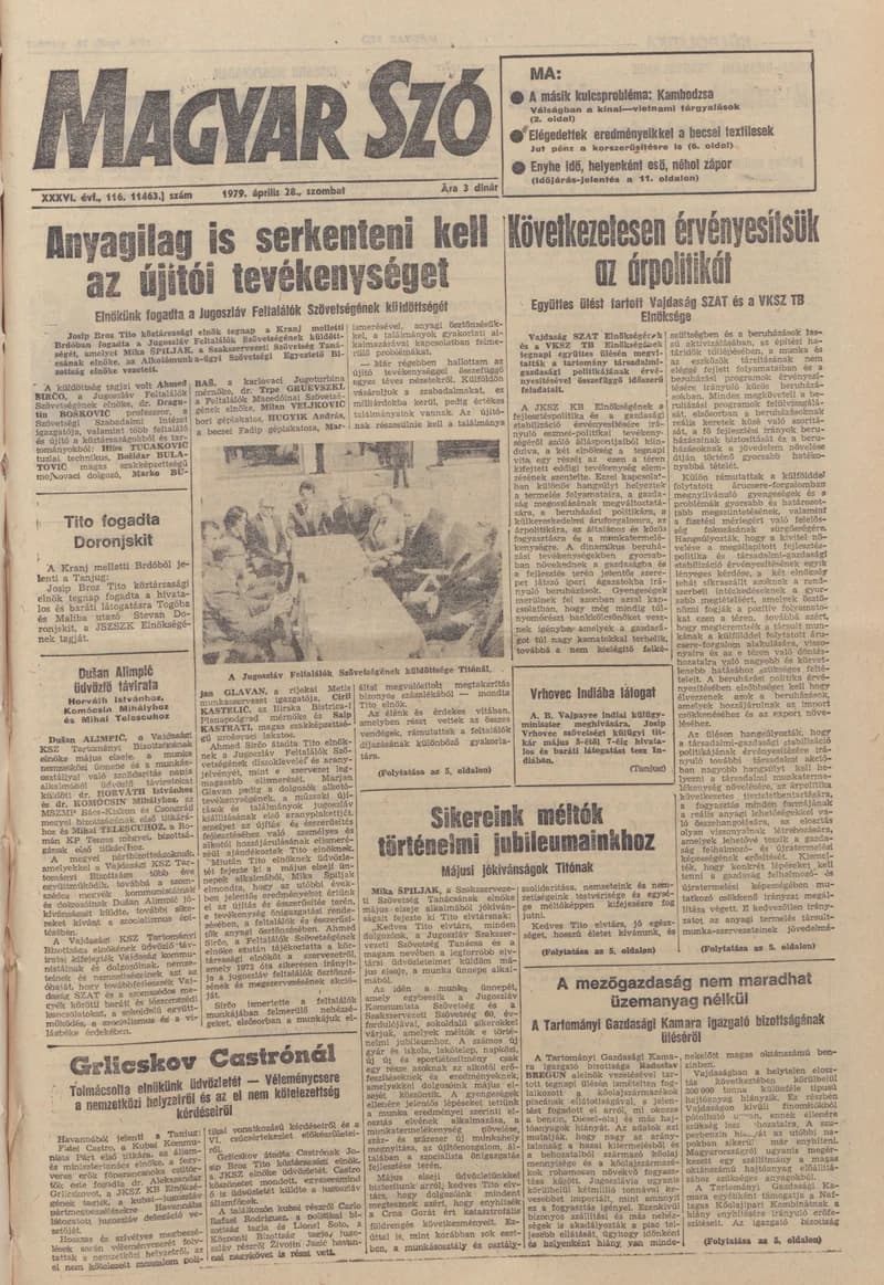 Magyar Szó, 36. évf. 1979. április 28. 116. sz. 1–20. oldal