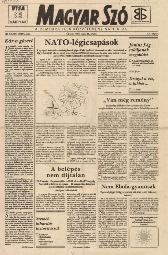 Magyar Szó, 52. évf. 1995. május 26. 120. sz. 1–16. oldal