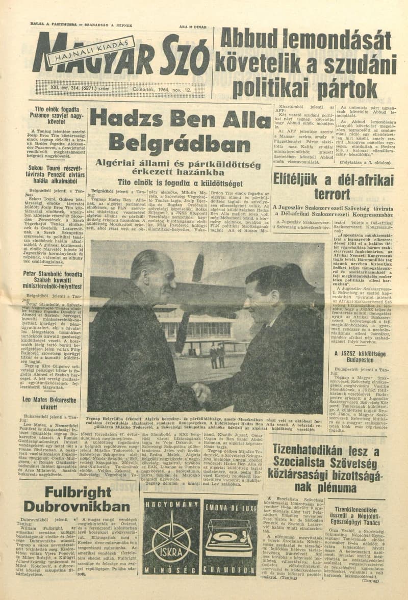Magyar Szó, 21. évf. 1964. november 12. 314. sz.