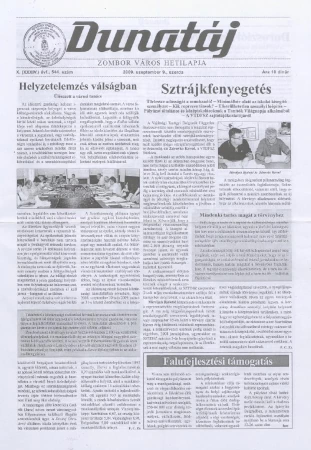 Dunatáj, 11. évf. 2009. szeptember 9. 544. sz.