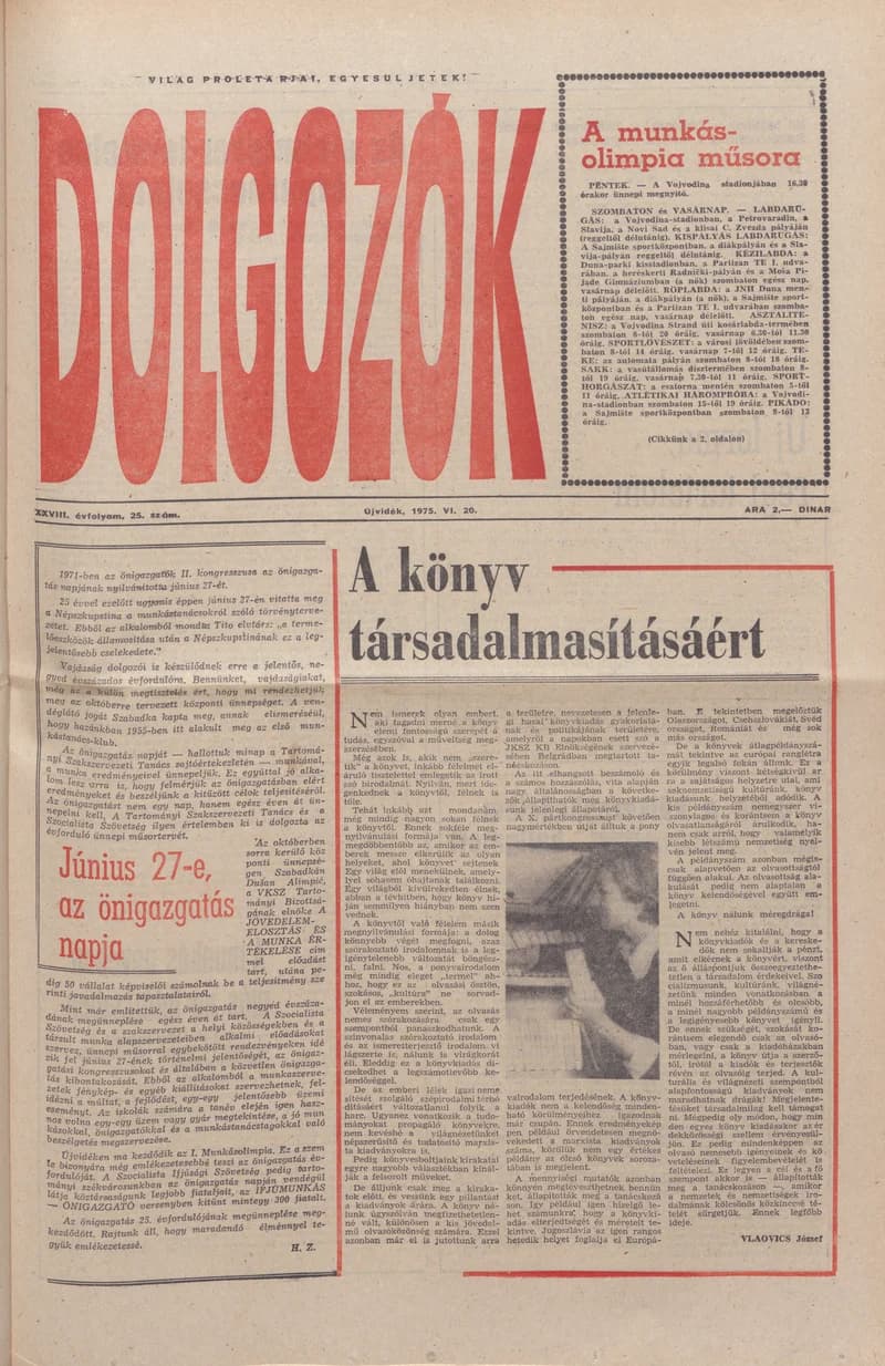 Dolgozók, 29. évf. 1975. június 20. 25. sz.