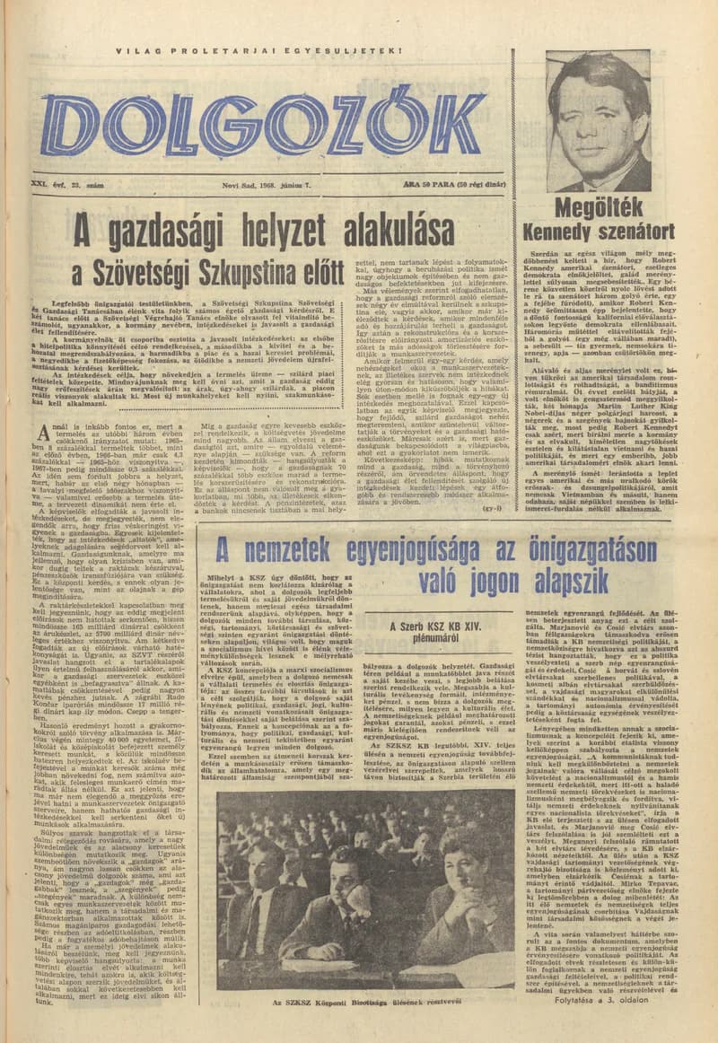 Dolgozók, 22. évf. 1968. június 7. 23. sz.