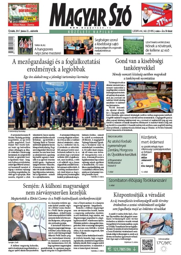 Magyar Szó, 74. évf. 2017. június 22. 142. sz. 1–20. oldal