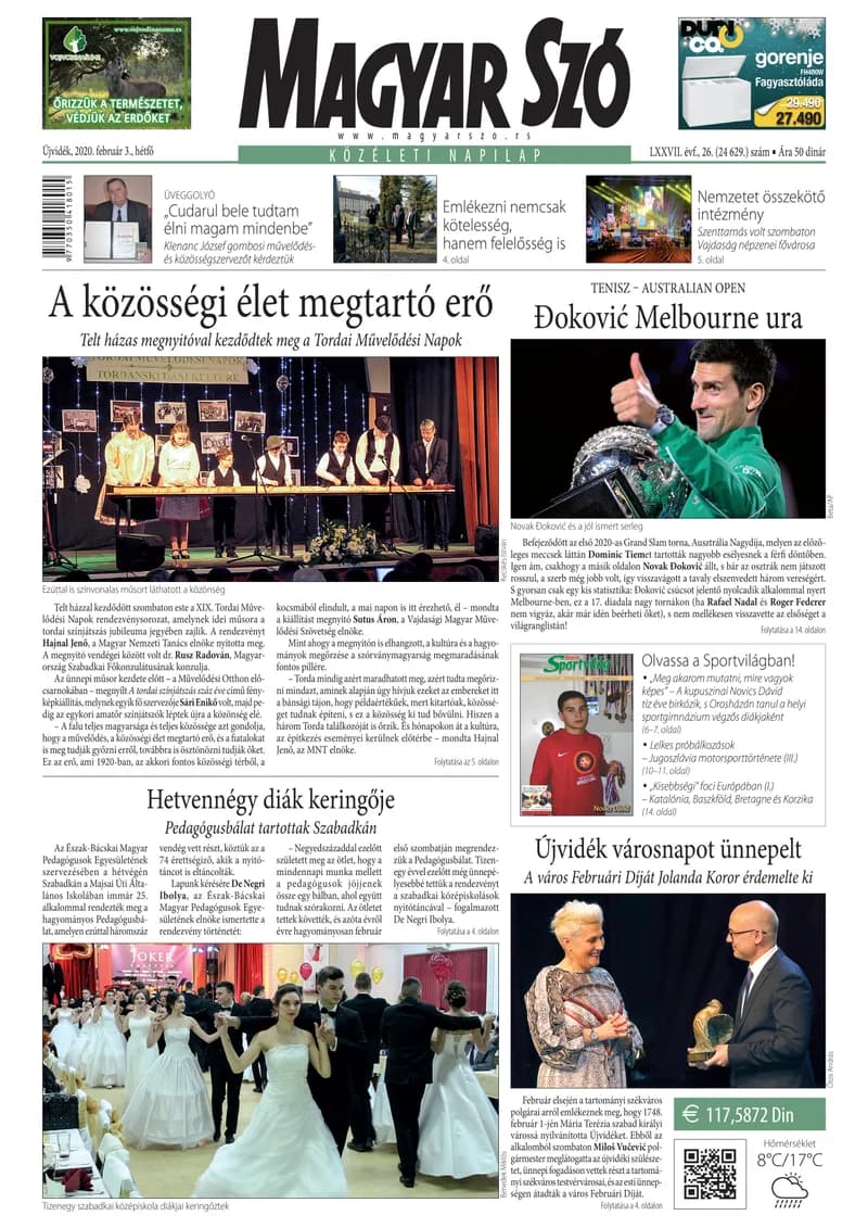 Magyar Szó, 77. évf. 2020. február 3. 26. sz. 1–12. oldal