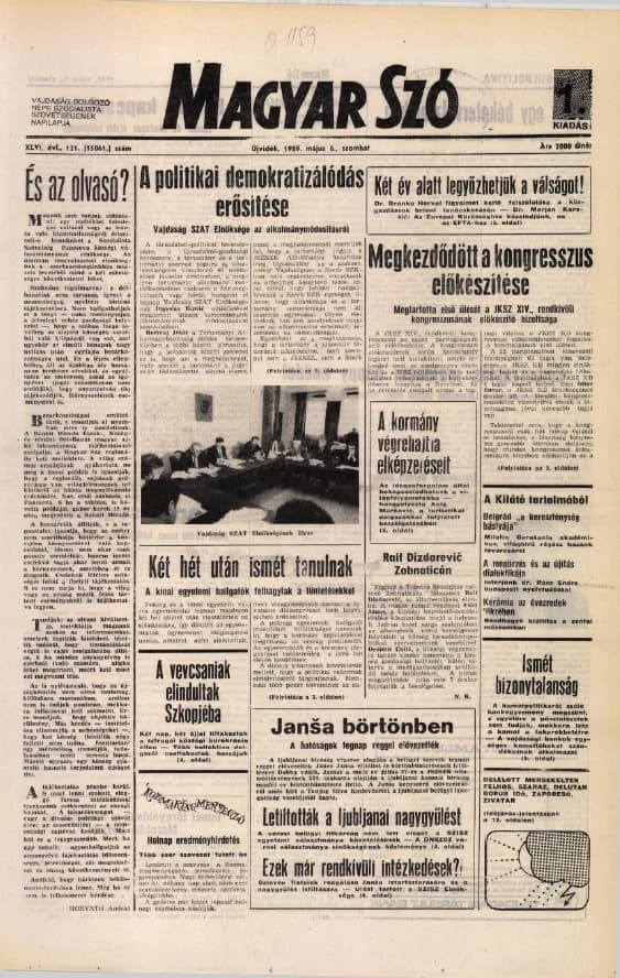 Magyar Szó, 46. évf. 1989. május 6. 121. sz. 1–24. oldal