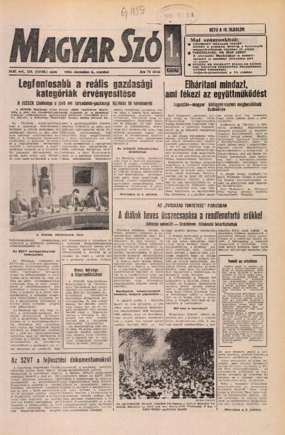 Magyar Szó, 43. évf. 1986. december 6. 334. sz. 1–24. oldal