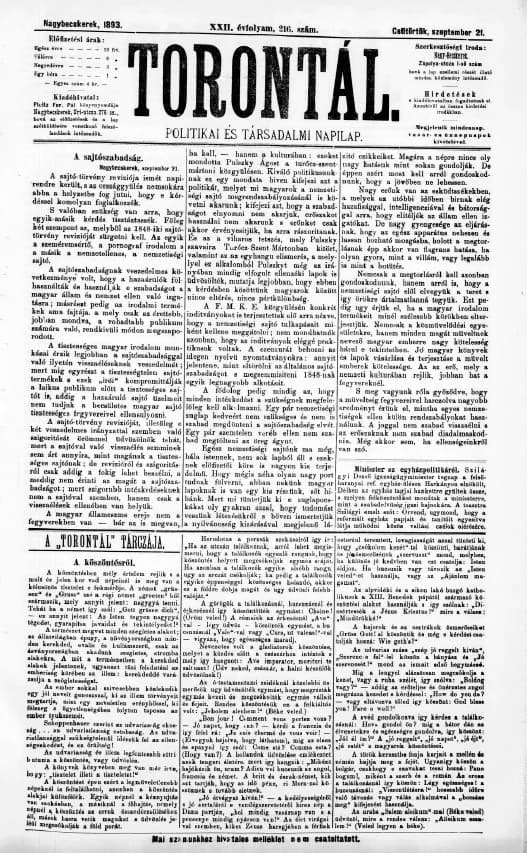 Torontál, 22. évf. 1893. szeptember 21. 216. sz.