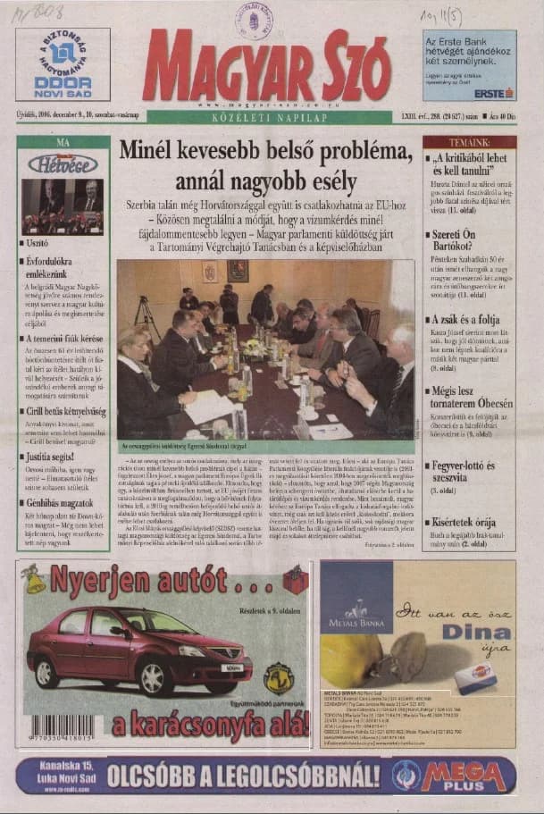 Magyar Szó, 63. évf. 2006. december 9. – 10. 288. sz. 1–28. oldal
