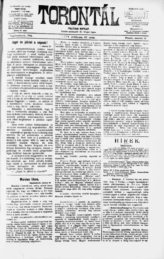 Torontál, 35. évf. 1906. március 16. 62. sz.