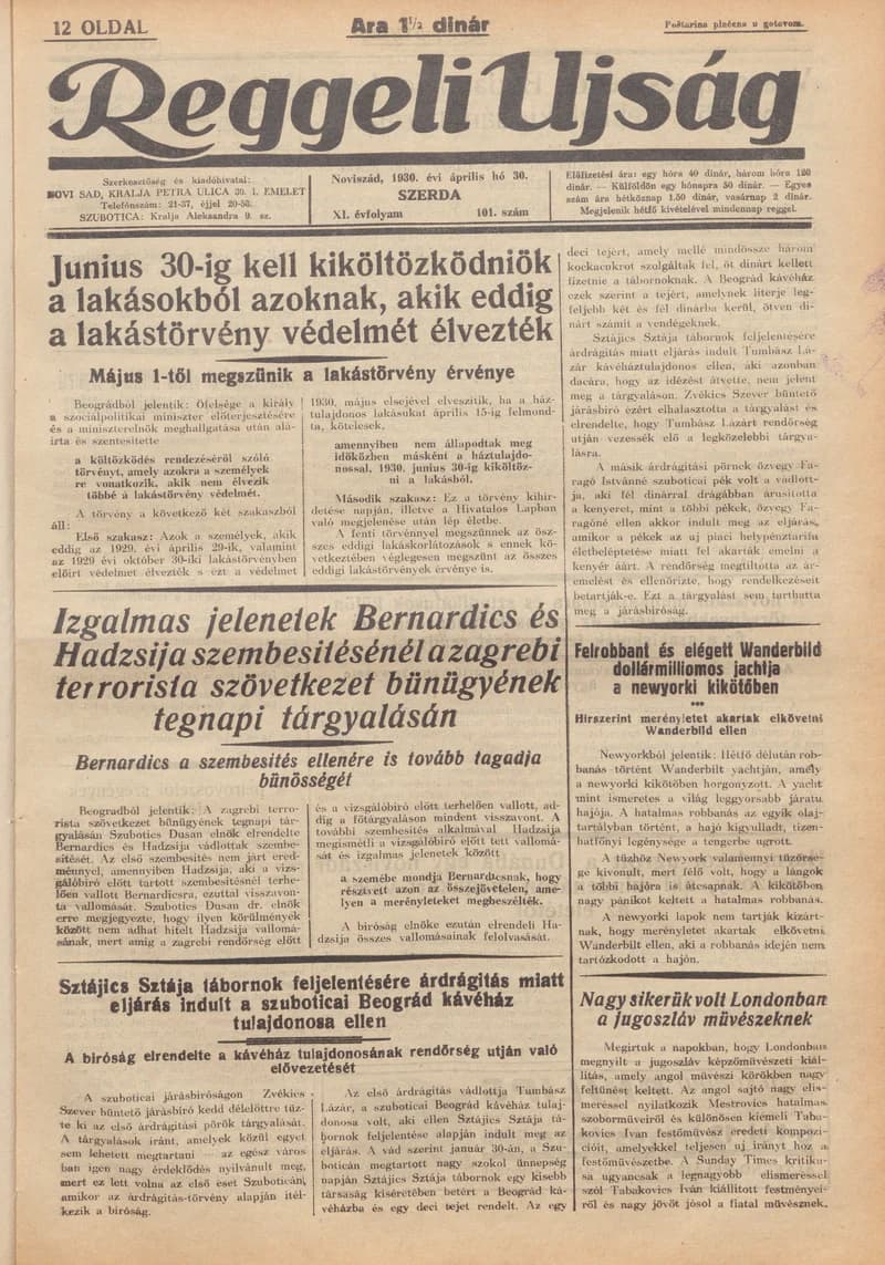 Reggeli Újság, 11. évf. 1930. április 30. 101. sz.