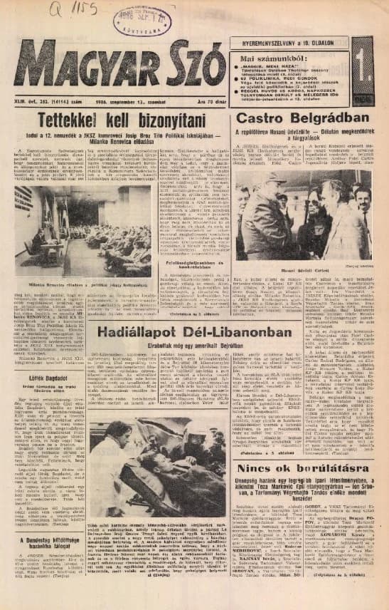 Magyar Szó, 43. évf. 1986. szeptember 13. 252. sz. 1–24. oldal