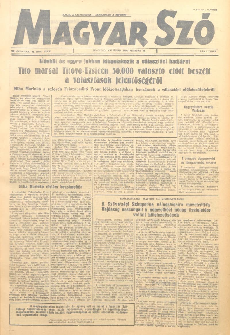 Magyar Szó, 7. évf. 1950. február 19. 42. sz. 1–4. oldal