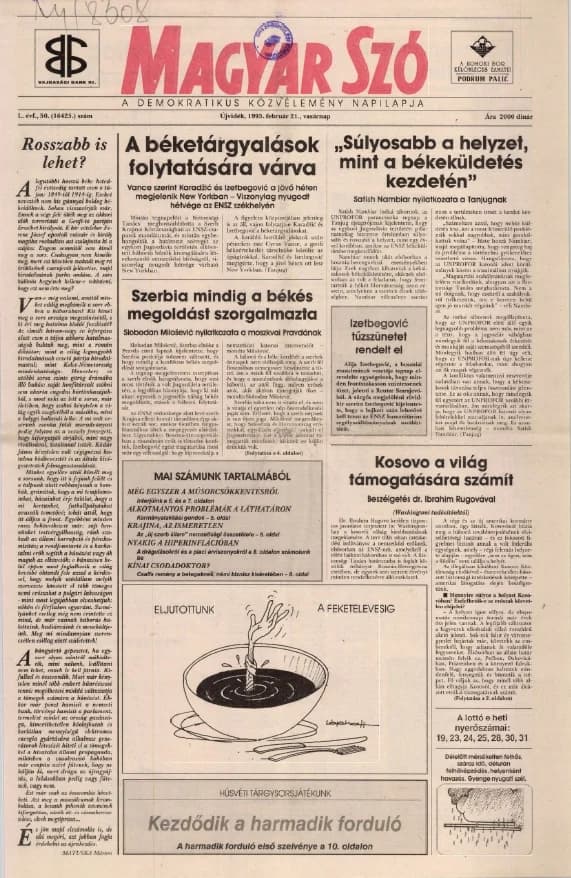 Magyar Szó, 50. évf. 1993. február 21. 50. sz. 1–24. oldal