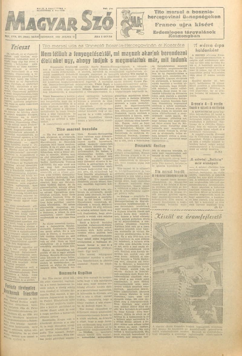 Magyar Szó, 8. évf. 1951. július 28. 177. sz. 1–4. oldal