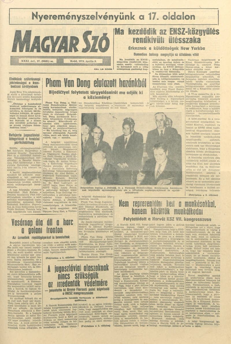 Magyar Szó, 31. évf. 1974. április 9. 97. sz. 1–20. oldal