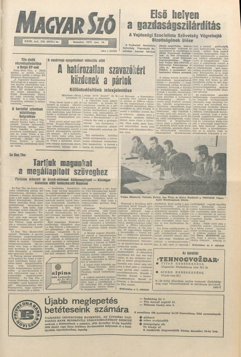 Magyar Szó, 29. évf. 1972. november 18. 319. sz. 1–20. oldal