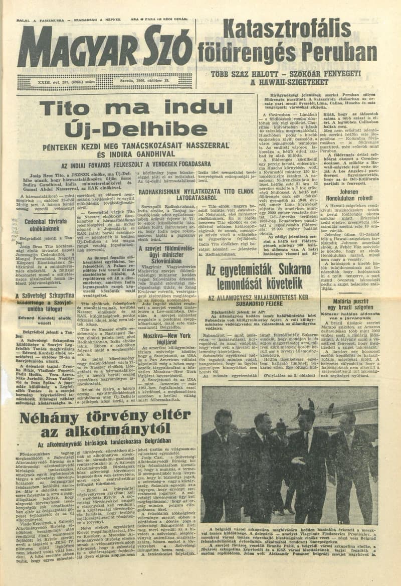 Magyar Szó, 23. évf. 1966. október 19. 287. sz.