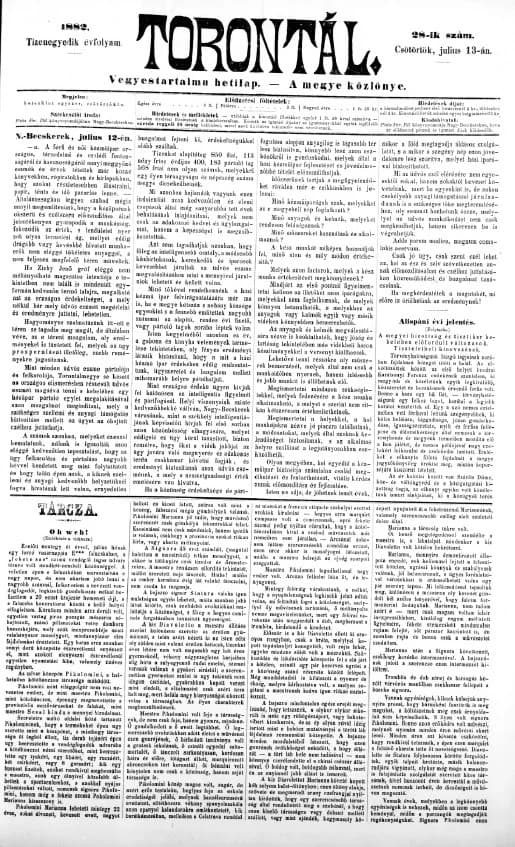 Torontál, 11. évf. 1882. július 13. 28. sz.