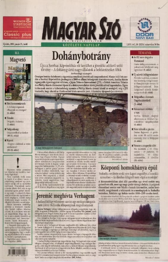 Magyar Szó, 66. évf. 2009. január 27. 20. sz. 1–20. oldal