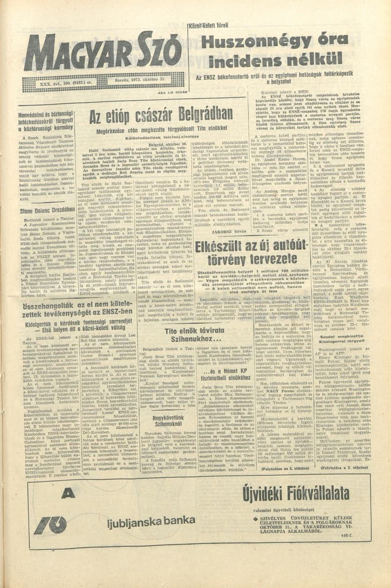 Magyar Szó, 30. évf. 1973. október 31. 300. sz.