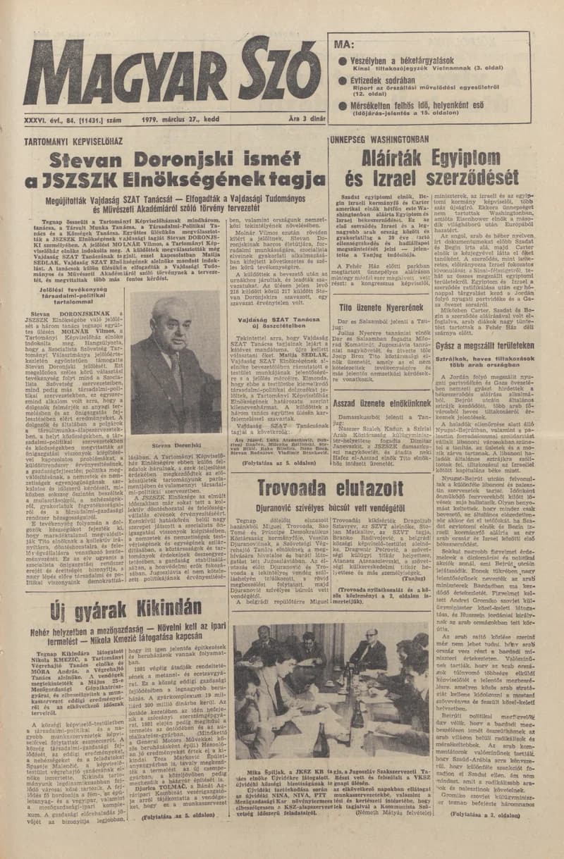 Magyar Szó, 36. évf. 1979. március 27. 84. sz. 1–20. oldal