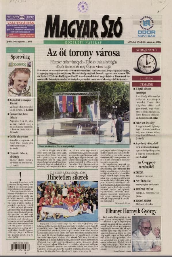 Magyar Szó, 66. évf. 2009. augusztus 3. 178. sz. 1–16. oldal