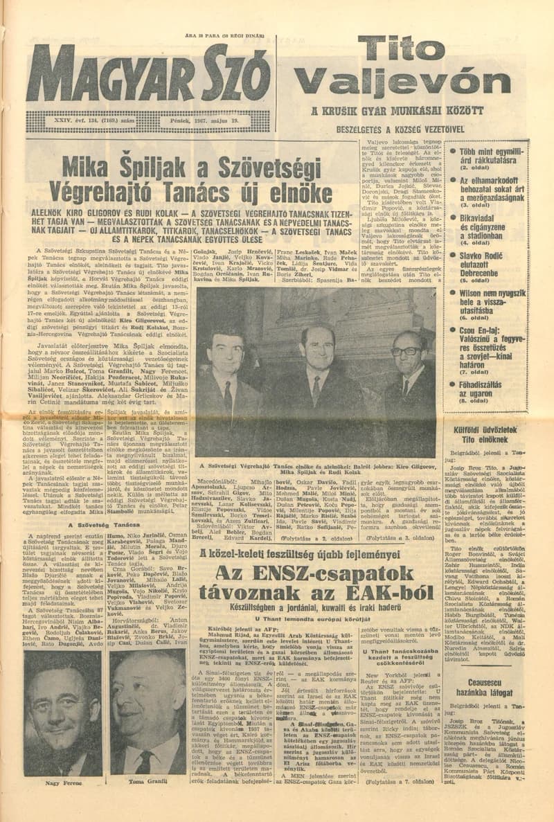 Magyar Szó, 24. évf. 1967. május 19. 134. sz. 1–16. oldal