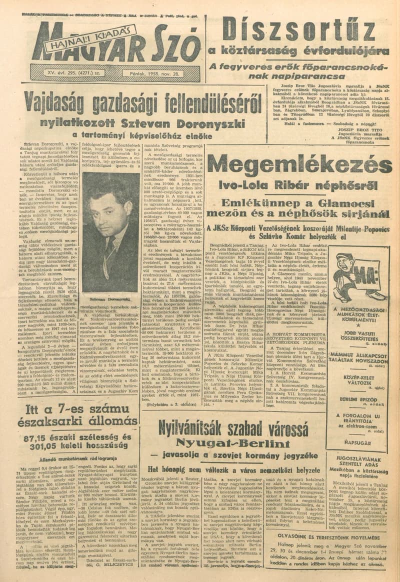 Magyar Szó, 15. évf. 1958. november 28. 295. sz. 1–16. oldal