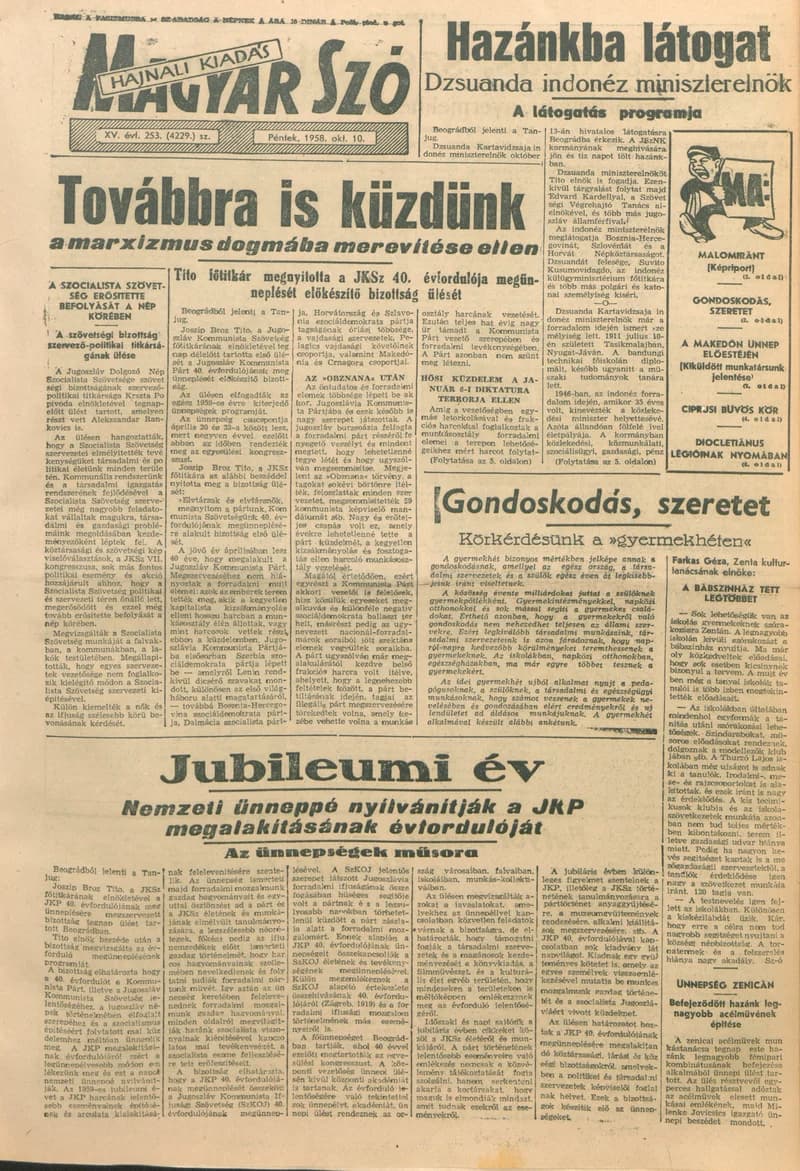 Magyar Szó, 15. évf. 1958. október 10. 253. sz. 1–18. oldal