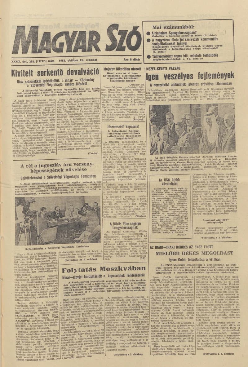 Magyar Szó, 39. évf. 1982. október 23. 292. sz. 1–20. oldal