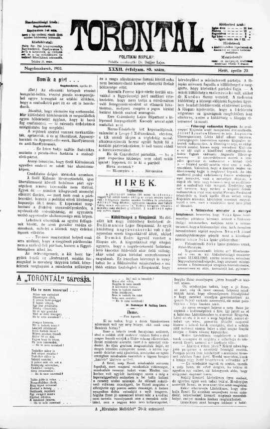 Torontál, 32. évf. 1903. április 20. 89. sz.