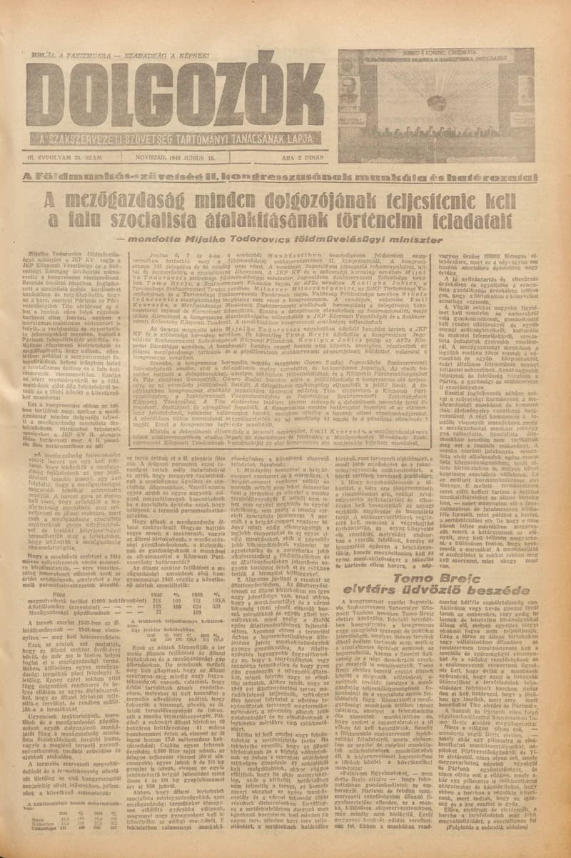 Dolgozók, 3. évf. 1949. június 10. 24. sz.