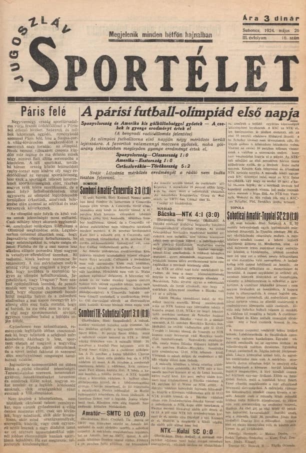 Jugoszláv sportélet, 3. évf. 1924. május 26. 16. sz.