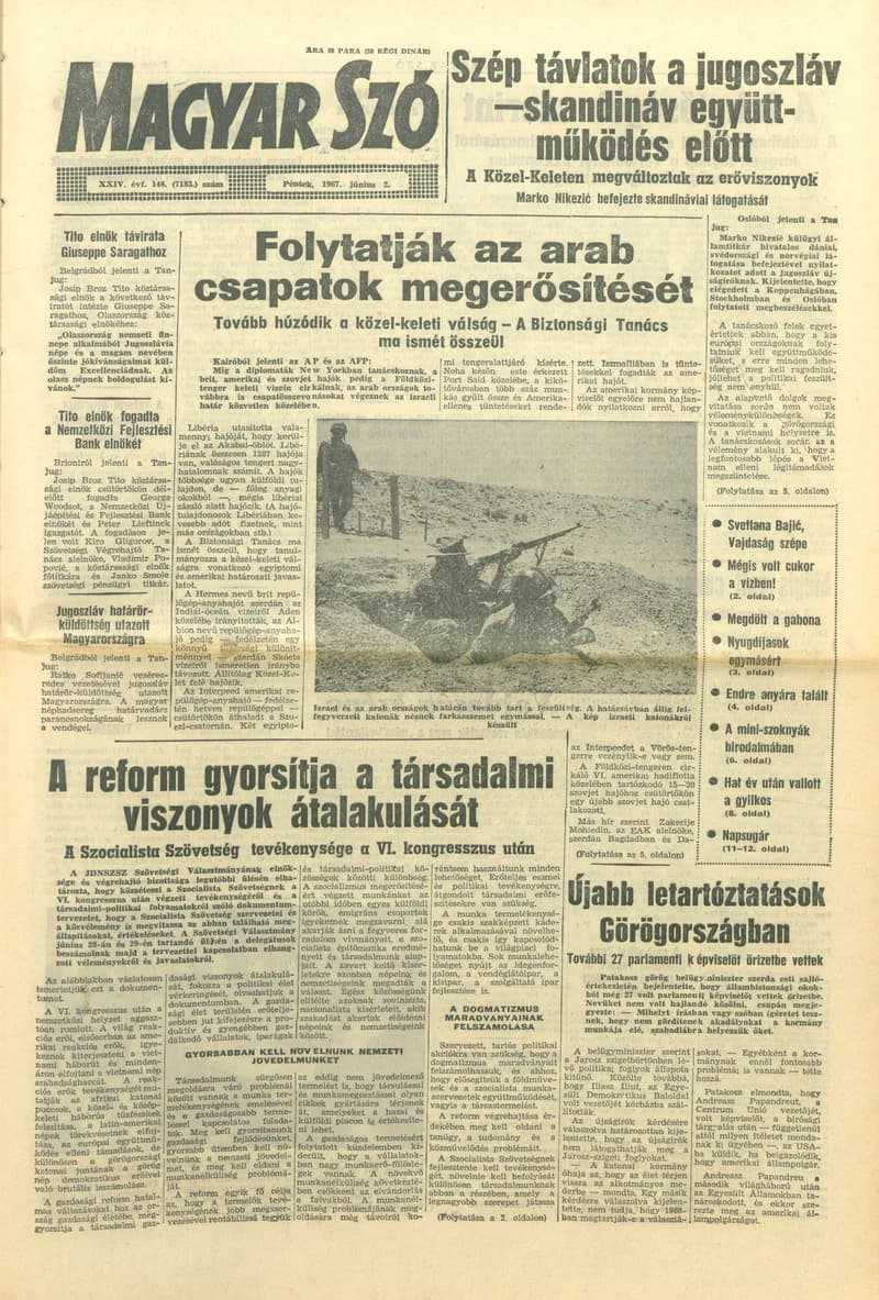 Magyar Szó, 24. évf. 1967. június 2. 148. sz. 1–16. oldal