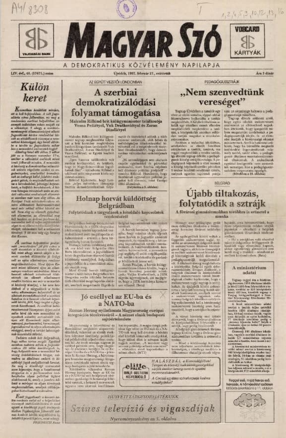 Magyar Szó, 54. évf. 1997. február 27. 48. sz. 1–16. oldal