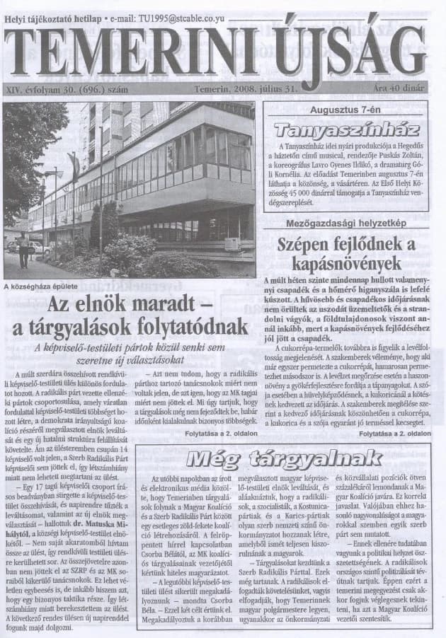 Temerini Újság, 14. évf. 2008. július 31. 30. sz.
