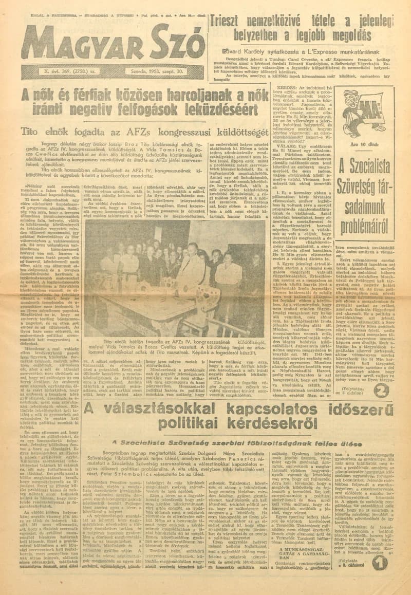 Magyar Szó, 10. évf. 1953. szeptember 30. 269. sz. 1–8. oldal