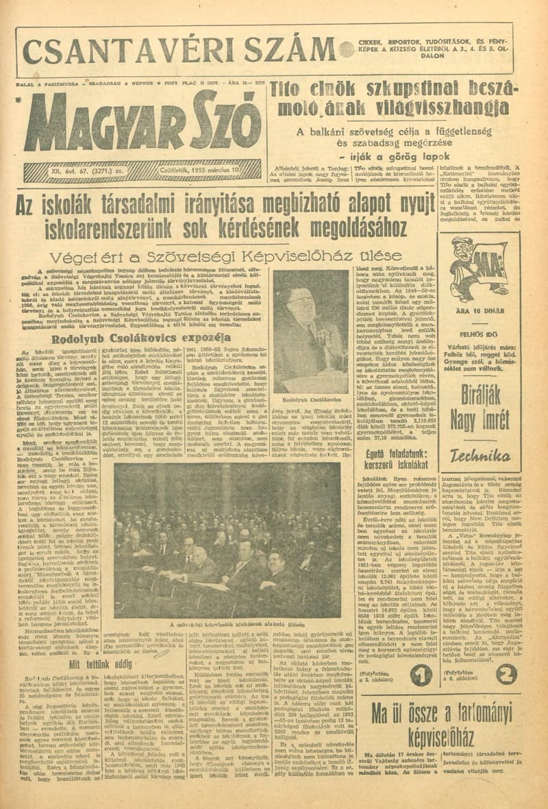 Magyar Szó, 12. évf. 1955. március 10. 67. sz. 1–8. oldal