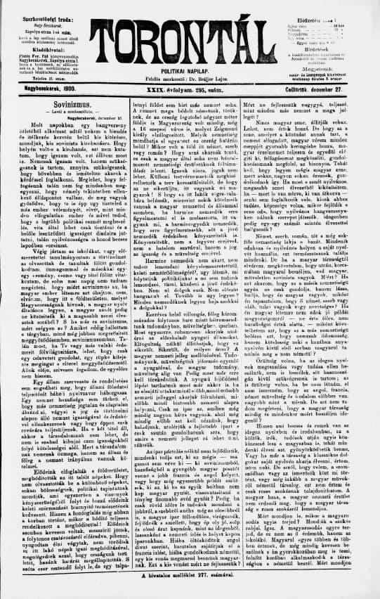 Torontál, 29. évf. 1900. december 27. 295. sz.